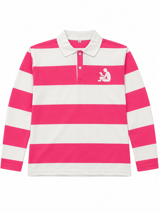 Chapter 1 L/S "Progress Is A Process" Polo (Pink/White)