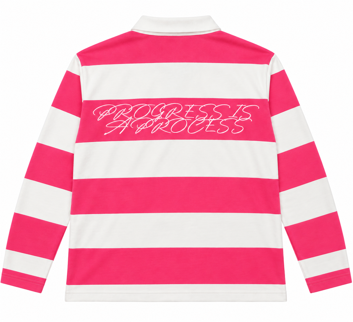 Chapter 1 L/S "Progress Is A Process" Polo (Pink/White)
