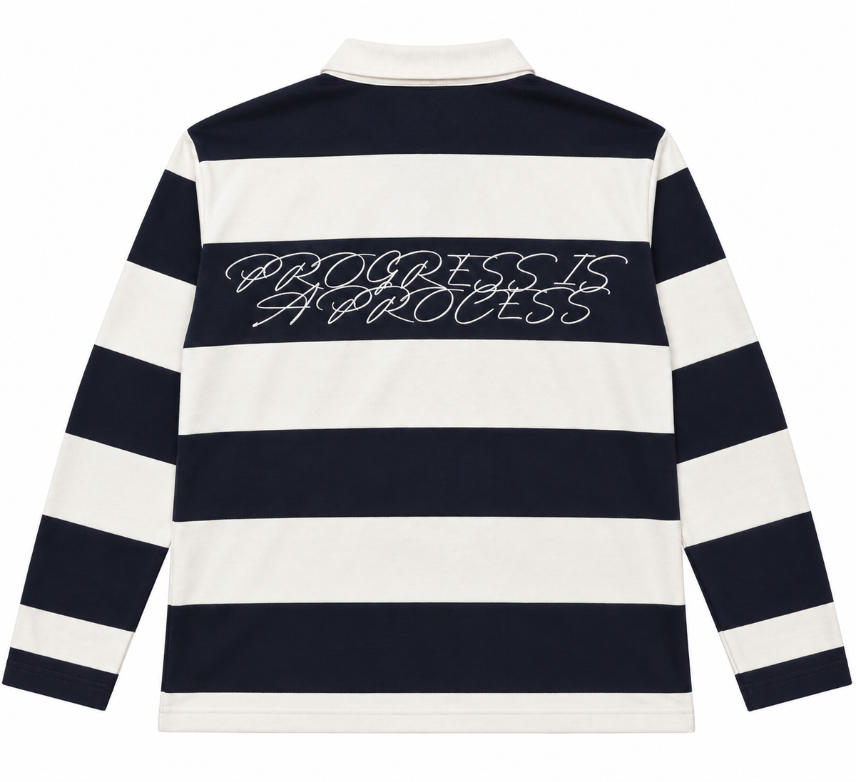 Chapter 1 L/S Polo "Progress Is A Process" (Navy Blue/White)