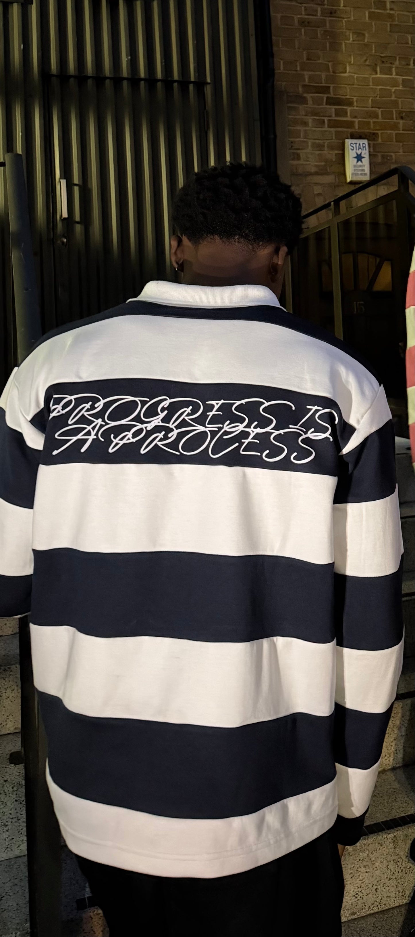 Chapter 1 L/S Polo "Progress Is A Process" (Navy Blue/White)